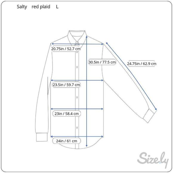 Salty Red Gray Plaid Shirt Mens Large  LS Button Cotton Blend - Picture 11 of 11